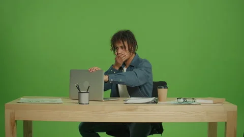 Young Multicultural Freelancer Student Covers Face with Palms in Frustration Stock Footage 219756382