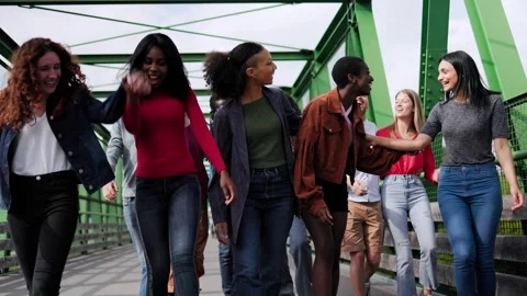 Young multiracial group of friends having fun in travel vacations. Diversity Stock Footage 280423542