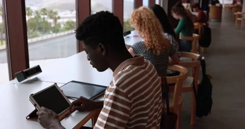 Young multiracial group of students studying inside university library Stock-Footage 203720738