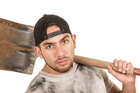 Young muscular latin construction worker 스톡 사진