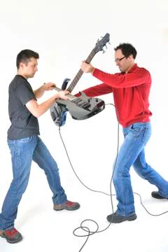 Young musicians fighting Stock Photos