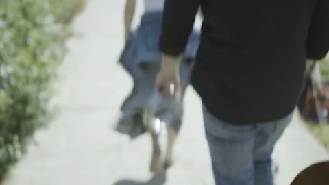 Young Musicians Walking Down the Bridge Stock Footage 81510223