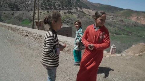 Young Native Berber Girls In Atlas Mountains Stock Footage 100449853