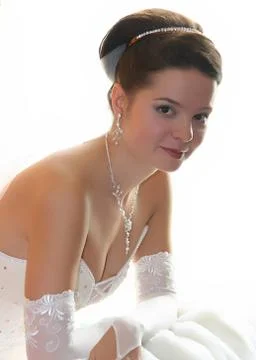 Young nice brunette bride Stock Photos