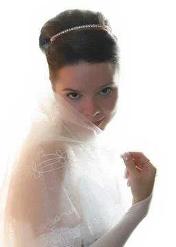 Young nice brunette bride Stock Photos