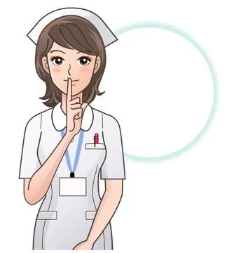 Young nurse asking silence Stock Illustration