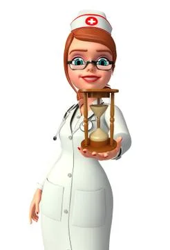 Young nurse with sand clock イラスト素材