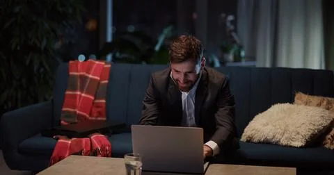 Young office manager man using mobile phone notification reading checking Stock Photos
