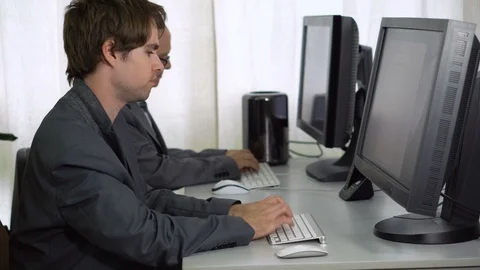 Young Office Worker Going Crazy And Yelling At Computer Stock Footage 113275645