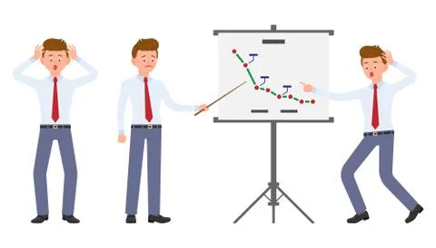 Young office worker making presentation shocked, surprised, amazed, under the Stock Illustration