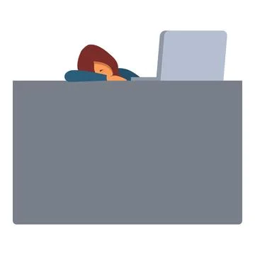 Young office worker sleeping at workplace near laptop イラスト素材
