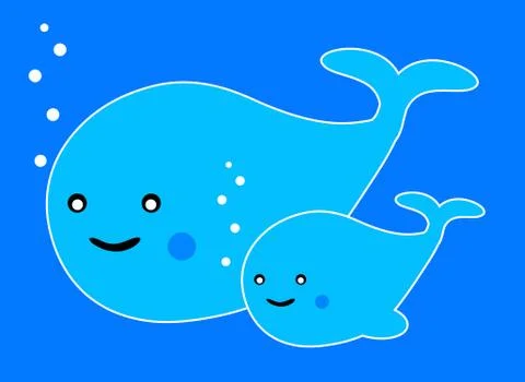 Young old whales Stock Illustration