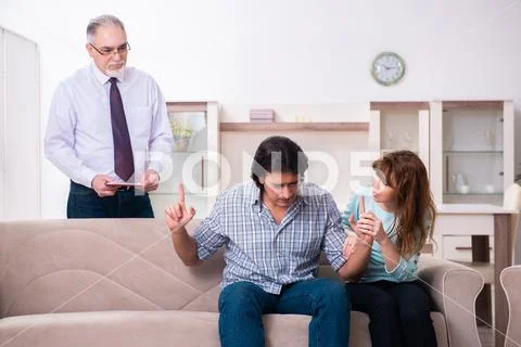 Young pair visiting experienced doctor psychologist Stock Photos