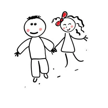 Young pair on a walk Stock Illustration
