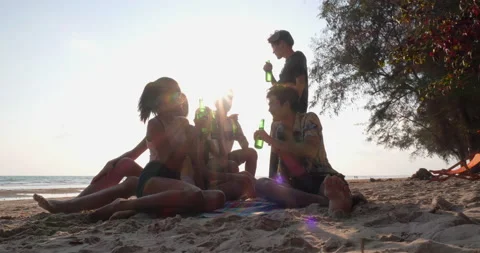 Young party summer on beach Stock Footage 186981308