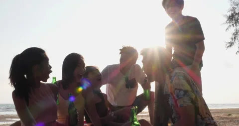 Young party summer on beach Stock Footage 187007433