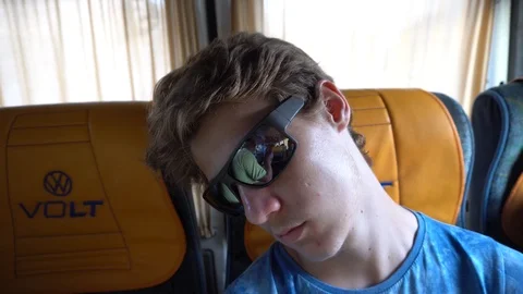 Young Passenger On Bus Sleeping 動画素材 96611387
