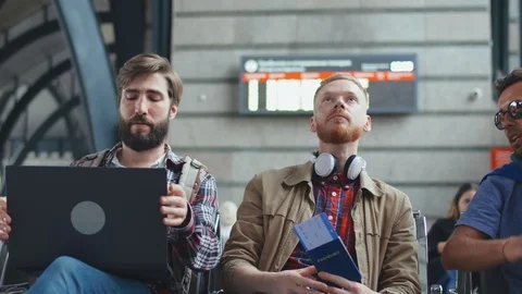 Young passengers leaving their sits going to board train or flight. Stock Footage 121829997
