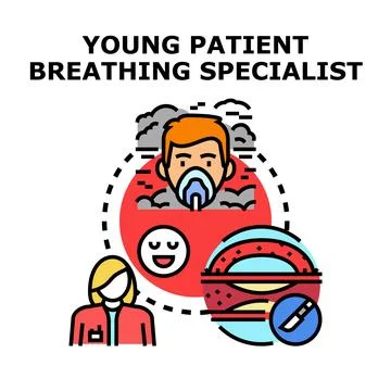 Young patient breathing problem and treatment concept Stock Illustration