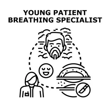 Young patient breathing problem and treatment concept Stock Illustration
