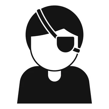 Young patient wearing eye patch after injury or surgery icon Stock Illustration