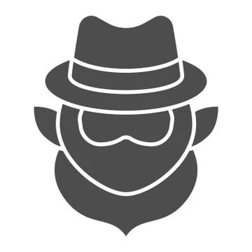 Young Patrick with a beard solid icon. Leprechaun avatar glyph style pictogram Stock Illustration