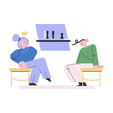 Young pensive boy sitting feeling unhappy with losing in playing chess online Stock Illustration