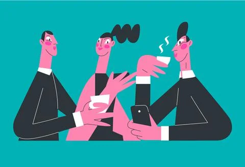 Young people are sitting at a table Illustrazione stock