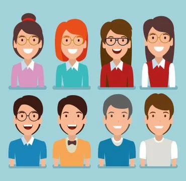 Young people avatars characters Stock Illustration
