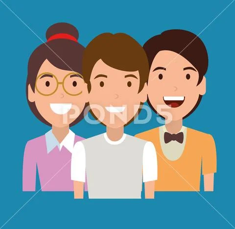Young people avatars characters Stock Illustration