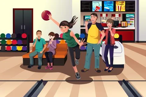 Young people at bowling Stock Illustration