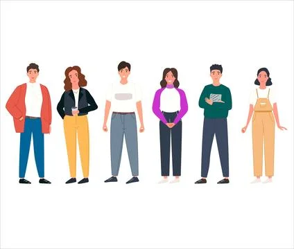 Young people in casual clothes. Stock Illustration