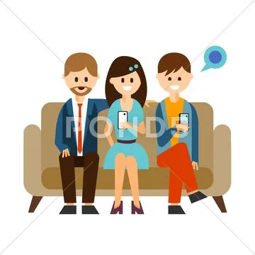 Young People Communicating in Social Media Vector Illustration Stock Illustration