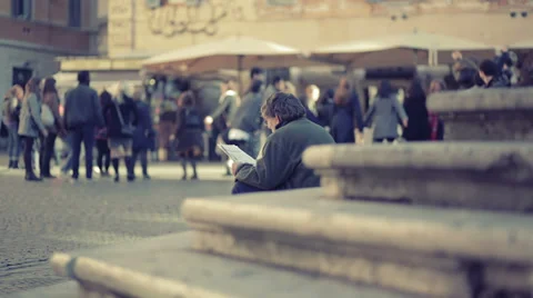 Young people dance in a Rome square Stock Footage 33403955