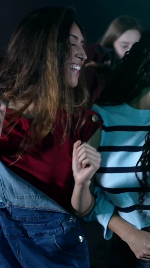 Young people dancing and enjoying 3d movie in cinema Stock Footage 305837756