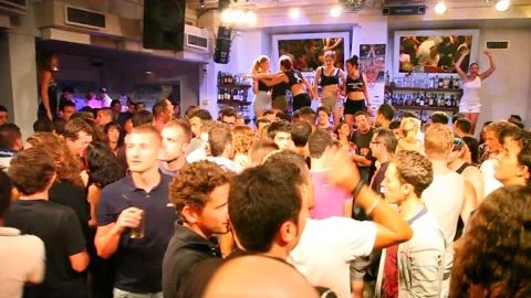Young people dancing and having fun in Mykonos Stock Footage 165013636