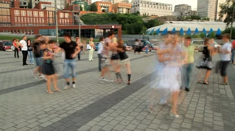 Young people dancing salsa. Timelapse. 動画素材 7769666