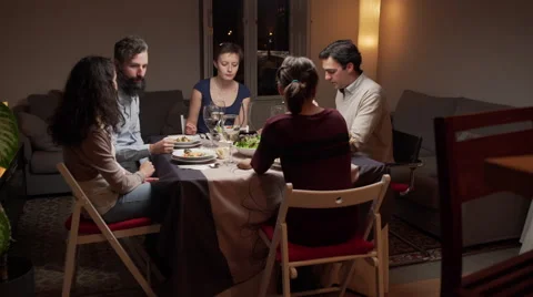Young people at a dinner Stock Footage 46488527