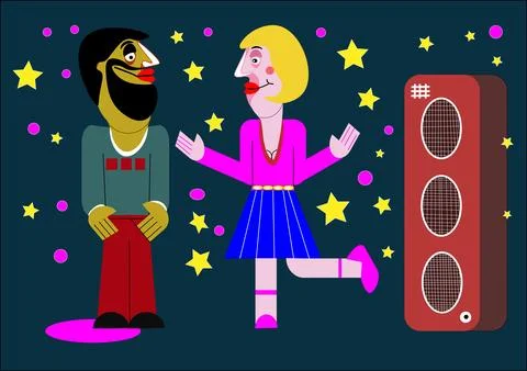 Young people at the disco Stock Illustration