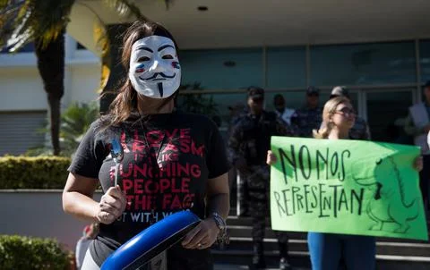 Young people express distrust after suspension of municipal elections, Santo Dom Stock Photos