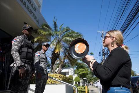 Young people express distrust after suspension of municipal elections, Santo Dom Stock Photos