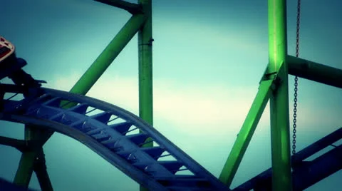 Young people on a funfair rollercoaster Video stock 22676715