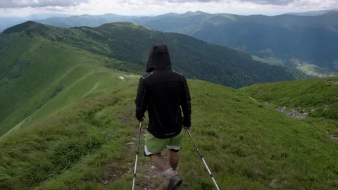 Young people with gogs Fox terrier hiking in mountains, travel, fitness or Stock-Footage 88908765