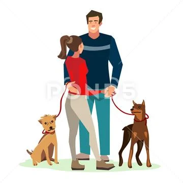 Young people (guy and girl talking) stood in a friendly hug Stock Illustration