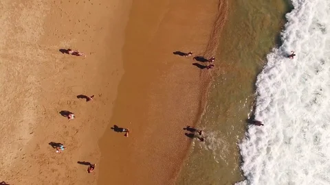 Young people having fun on beautiful sandy beach in Portugal, Praia do Beliche Stock Footage 81121073