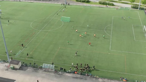 Young people having a soccer practice in Turku, Finland. Stock Footage 155103854