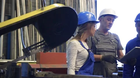 Young people in metallurgy training class Stock Footage