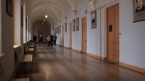 Young people in the Peter the Great Saint-Petersburg Polytechnic University Stock-Footage 64085656