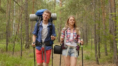 Young people practicing nordic walking Video stock 118534983