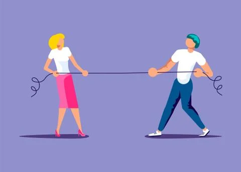 Young people pull the rope Stock Illustration